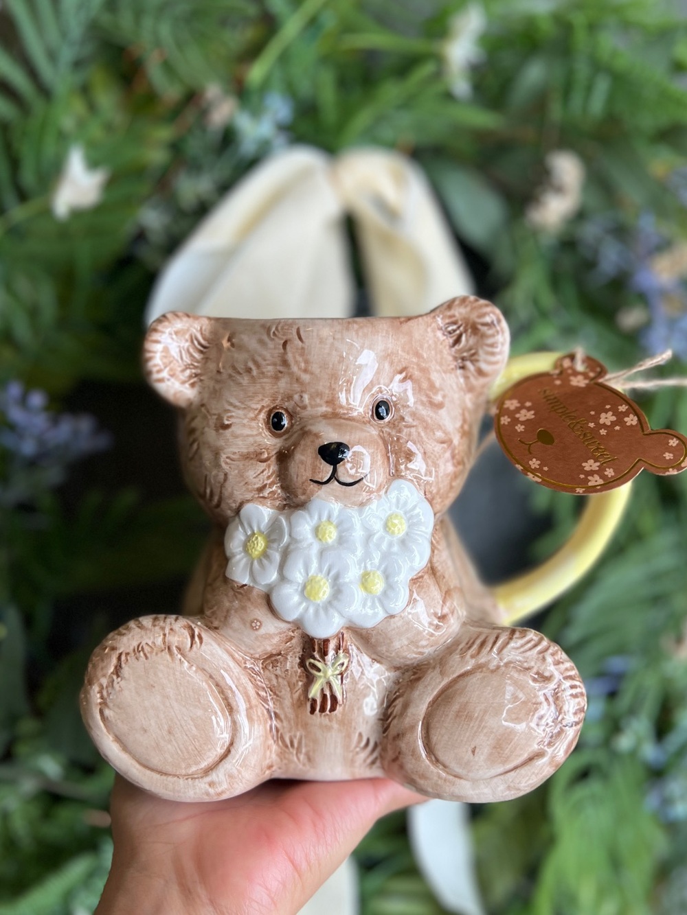 ✨NEW🧸Homegoods Teddy Bear Mug with Daisies🌼